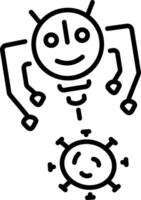 A linear style icon representing nanorobot vector