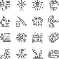 Set of Bio Study Linear Style Icons vector