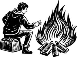 A glyph style illustration representing bonfire vector