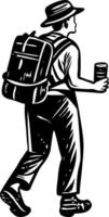 A vintage style illustration showing travelling vector
