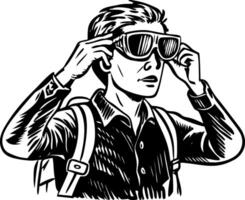 A vintage style illustration showing travelling sunglasses vector