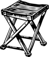 A glyph style illustration representing camp stool vector