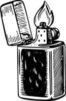 A vintage style illustration showing lighter vector