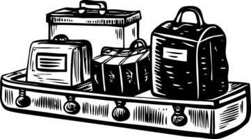 A sketchy style illustration showing baggage claim vector