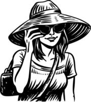 A vintage style illustration showing tourist vector