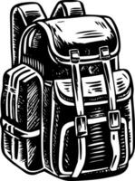A trendy vintage style illustration showing backpack vector