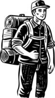 A vintage style illustration showing adventurer vector