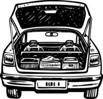 A vintage style illustration showing car trunk vector