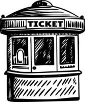 A sketchy style illustration showing ticket booth vector
