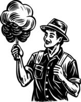A sketchy style illustration showing cotton candy vector