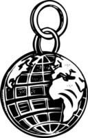 A vintage style illustration showing globe keychain vector