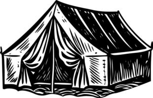 A vintage style illustration showing safari tent vector
