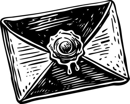 A glyph style illustration representing sealed letter