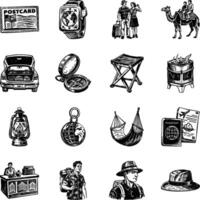 Set of Leisure Vintage Style Illustrations vector