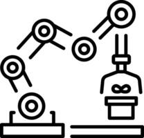 A linear style icon representing industrial robot vector