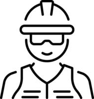 A line style icon showing construction worker vector