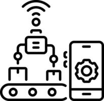 A line style icon showing smart manufacturing vector