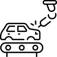 A linear style icon representing car manufacturing vector