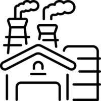 A line style icon showing factory plant vector