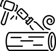 A linear style icon representing wood carving vector