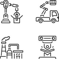 Set of Heavy Machinery Line Style Icons vector