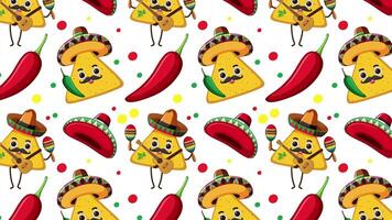 Animated tacos and peppers with colorful backgrounds video