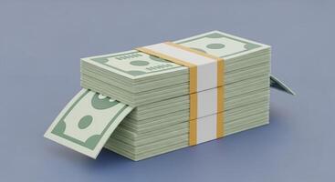 3D illustration of a stack of money photo