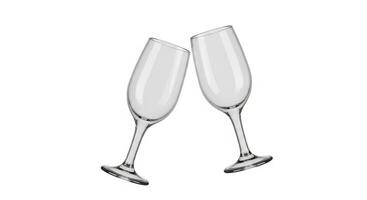 3D illustration of champagne glasses isolated on white photo