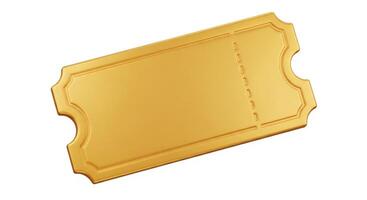 3D illustration of a mock blank golden ticket isolated on white photo