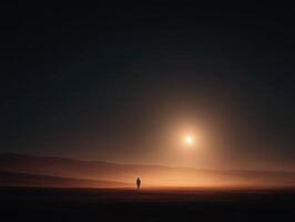 The Mystery of the Night Over Wavy Sand Dunes photo