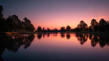 The Moody And Calm Colors Of A Lake At Dusk photo