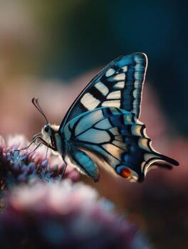The Open Wings Of A Vibrant Blue Swallowtail photo