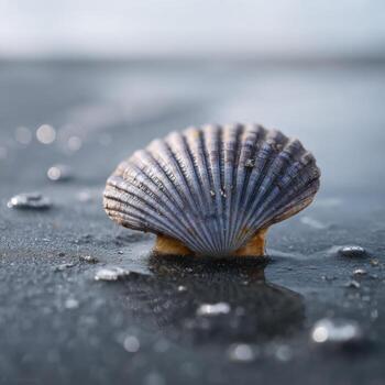 The Ridged Texture Of A Clam Shell In A Close Up photo