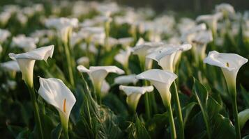 The Purity Of A Field Filled With White Calla Lilies photo