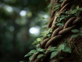 The Silent Growth Of A Vibrant Vine On A Tree Trunk photo