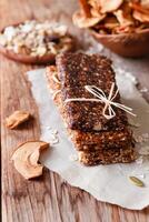 A pile of granola bars on a table photo