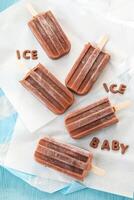 Ice cream popsicles with chocolate ice cream and baby ice cream photo