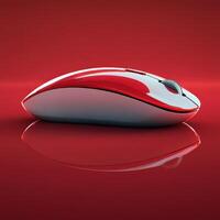 Gaming accessory showcases sleek design against vibrant red backdrop photo