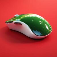 Innovative gaming mouse with sleek design and vibrant color on bold background photo