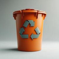Bright orange recycling bin ready for eco friendly waste disposal efforts photo