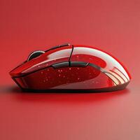 Sleek red gaming mouse showcasing vibrant design and advanced features photo