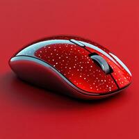 Creative red gaming mouse with a starry design on a vibrant background photo