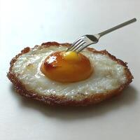 Perfectly fried egg with a golden yolk served on a minimalist white plate photo