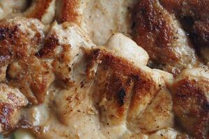 Grilled chicken in close-up with spices and herbs photo