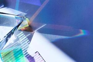 Prismatic Refractions. Abstract reflections of light through prisms creating colorful patterns. photo