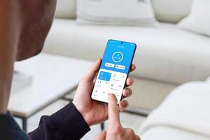 Smartphone interface for scheduling and timer control of smart devices in modern home photo