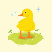 Yellow Duck Illustration design cute drawing style vibrant color isolated vector