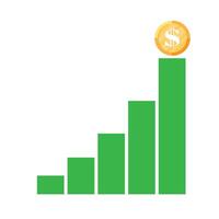 Dollar coin. Graph of growth progress vector