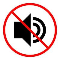 Red circle prohibition sign over a speaker icon, clearly indicating no sound or mute. Universal symbol is perfect for user interfaces, mobile apps, and designs requiring quiet mode representation vector
