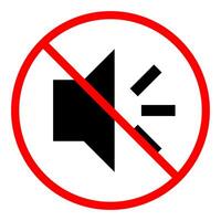 Red circle prohibition sign over a speaker with sound waves, indicating no sound or mute. universal symbol is essential for digital interfaces, mobile applications, and designs signifying quiet modes vector
